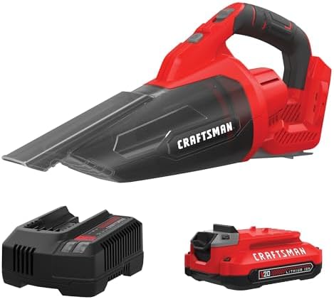 CRAFTSMAN V20 Cordless Hand Vacuum, 45 CFM, 2 Stage Filtration System with Filter, Battery and Charger Included (CMCVH001C1) by CRAFTSMAN