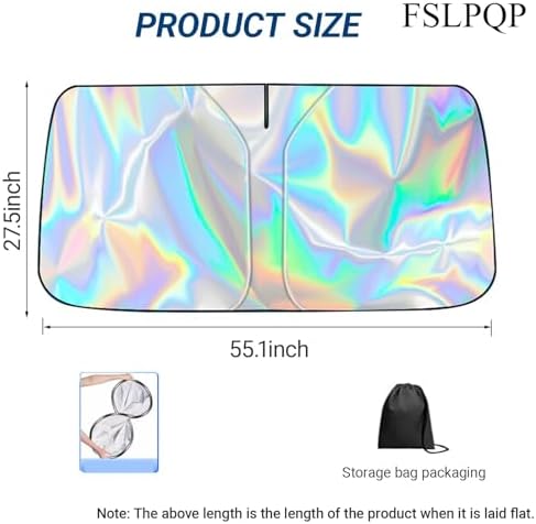 Windshield Sun Shade with Storage Pouch Keep Interior Cool, Foldable Laser Titanium Silver Front Window Shield Blocker Screen Visor Protector Cover Universal Fit for Car Truck SUVs (S) - Image 2
