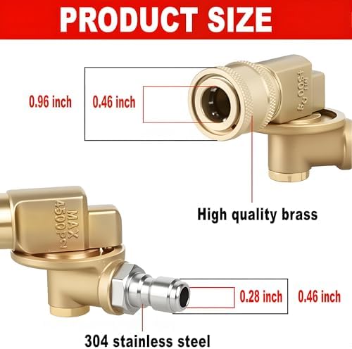 Selkie Pivoting Coupler Kit for Pressure Washer, 8 Pack Universal Power Pressure Washer Accessories Kit, 7 Nozzle Tips,1/4 Inch,4500 PSI - Image 2