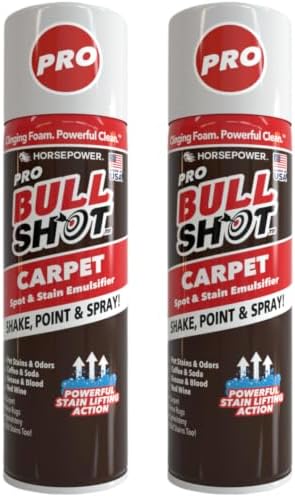 Bull Shot Carpet Spot & Stain Remover, AS SEEN ON TV, Made In USA, Just Point & Spray, Stain-Lifting Foam-Action, Pet Stains & Odors, Coffee, Soda, Wine, Stains, 2 Pack by Horsepower