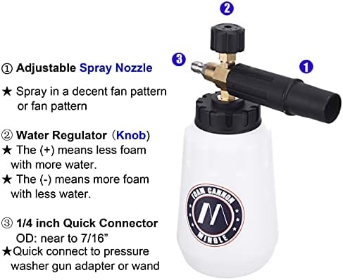 M MINGLE Foam Cannon, Compatible with Sun Joe SPX Series, 5 Nozzle Tips - Image 4