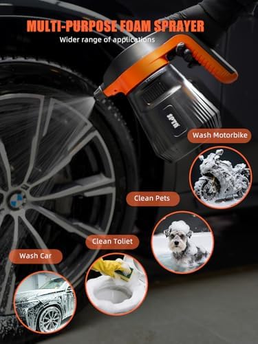 SPTA Pressure Foam Sprayer, 2.25L/76 oz Electric Pressurized Soap Sprayer Car Foam Sprayer, Cordless Pump Sprayer, Car Wash Pressure Washer Foamer with 500ML Shampoo for Detailing - Image 6