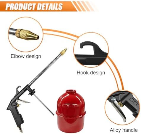 Car Air Engine Cleaning Spray Gun, High-Pressure Air Nozzle Blow Gun with 1-Liter Metal Jug, Pneumatic Dust Cleaner Sprayer Tool, Siphon Vehicle Engine Bay Wash Spray Kit(Red) - Image 3