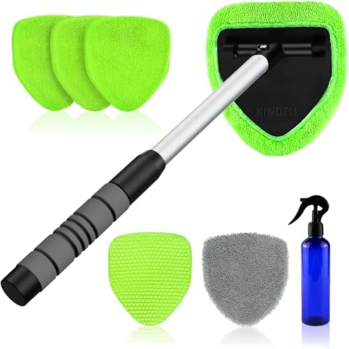 XINDELL Interior Windshield Cleaner Tool – Car Interior Window Cleaning Kit with Extendable Handle & 4 Microfiber Pads, Auto Wiper Inside Compact Windshield Brush for Car & Home Windows by XINDELL-NotJustForCleaningButForLifestyle