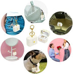 Ring Bearer Pillows for Dog Collar, PU Leather Wedding Ring Pillow Box for Pet, Mini Ring Holder Pouch Box, Earrings Storage Box for Proposal Engagement Wedding Ceremony Party Ivory - Image 4