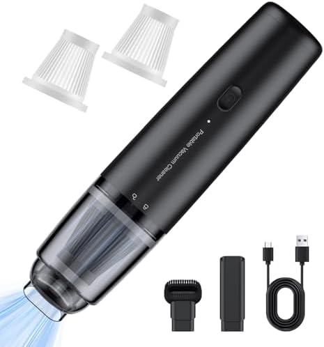 Car Handheld Vacuum Cordless 13000 PA Suction Power, Portable Mini Vacuum Cleaner for Car Home Office and Pet Hair, Black by LYFUHUI