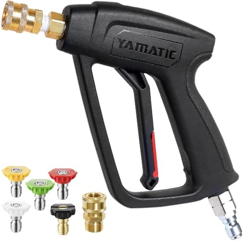 YAMATIC Short Pressure Washer Gun with Stainless Steel 3/8" QC 4000 PSI by YAMATIC