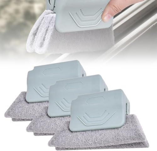 2026 New Magic Window Track Cleaner, 3Pcs Multipurpose Cleaning Brush for Window Grooves, Sliding Door Tracks, Tile Grout Lines, Shutter Slats, Car AC Vents, and Narrow Gaps (Grey) by ByCallMax