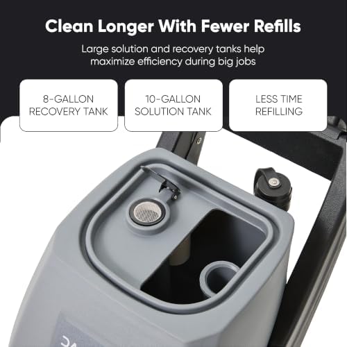 Commercial Carpet Cleaner Extractor 10-Gal Solution Tank 8-Gal Recovery Tank, 18” Cleaning Path, Low Noise Powerful Carpet Cleaner for Hotels, Offices, Large Areas & Professional Use - Image 6