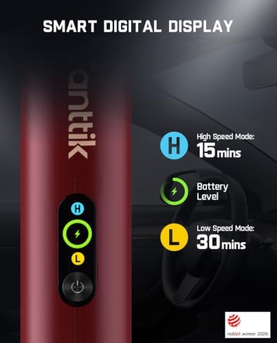 Fanttik Slim V10 APEX Cordless Car Vacuum, 4-in-1 Portable Mini Handheld Vac, Upgraded Smart Digital Display, 19kPa Suction Power, 2 Suction Modes for Small Jobs, Car, Office Desk, Keyboards (Red) - Image 3