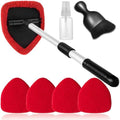 Qydipclin 7pcs Windshield Cleaner Tool Car Window Cleaning Wash Kit with 4 Reusable Microfiber Pads 1 Spray Bottle and Extendable Handle Auto Glass Wiper Kit, Red by Qydipclin