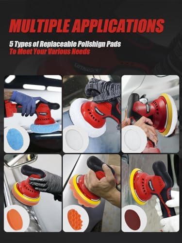 Cordless Car Polisher for Car Detailing Compatible, Red - Image 6