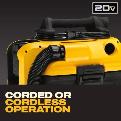 DEWALT 20V MAX Shop Vacuum Wet and Dry, Shop Vac 2 Gallon, Cordless and Corded Wet Dry Vacuum Cleaner, Wide Nozzle, Hepa Filter, Tool Only (DCV581H) - Image 6