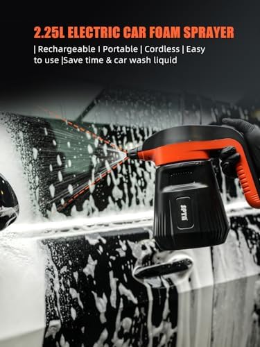 SPTA Pressure Foam Sprayer, 2.25L/76 oz Electric Pressurized Soap Sprayer Car Foam Sprayer, Cordless Pump Sprayer, Car Wash Pressure Washer Foamer with 500ML Shampoo for Detailing - Image 4