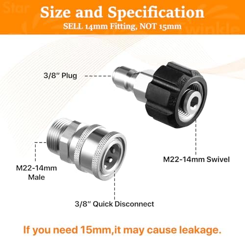 Twinkle Star Pressure Washer Adapter Set, Stainless Steel, 9 Sets - Image 6
