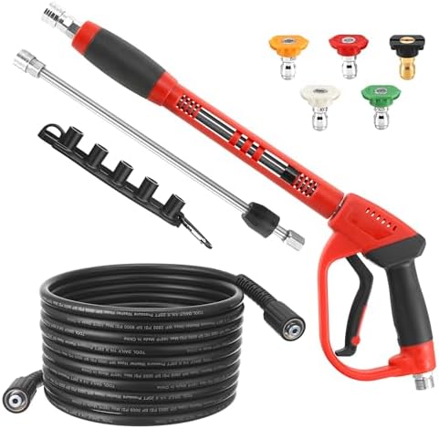 Tool Daily Pressure Washer Gun and Hose Kit, 25 FT Power Washer Hose by ToolDaily