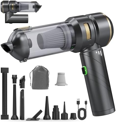 Car Vacuum Portable Cordless, Foldable Handheld Vacuum with Brushless Motor, 22000PA High Power Mini Hand Vacuum Cleaner & Air Blower & Duster & Pump for Home, Pet, Office by Unknown