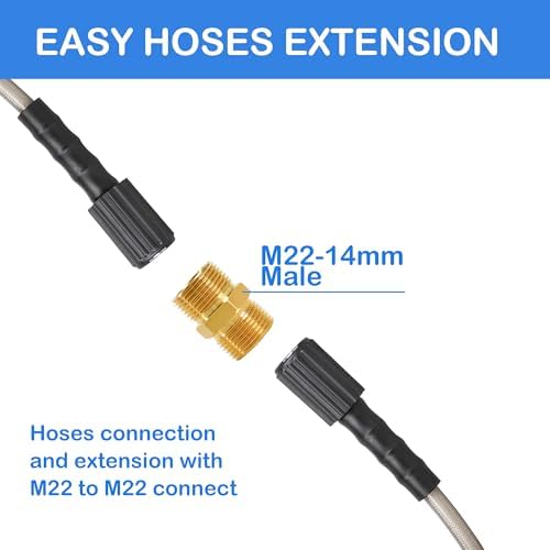 Hourleey Pressure Washer Adapter Set, Quick Disconnect Kit with M22 Metric Male Thread Quick Connector, M22 Swivel to 3/8'' Quick Connect, 3/4" to Quick Release, M22 to M22 Convert, 9 Pack - Image 4