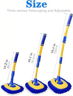 43'' Car Wash Brush with Long Handle Chenille Microfiber Car Wash Kit Mitt Retractable Bent Pole Car Wash Mop for Cars RV Truck Boat (Blue-1) - Image 6