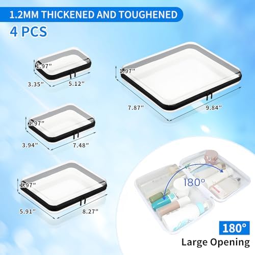 Clear PET Plastic Storage Boxes with Double Zippers, 4 Sizes (S/M/L/XL) Waterproof Organizer Cases for Toys, Cosmetics, Snacks, Travel Essentials (Black) - Image 2