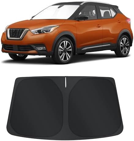 TINGLU Sun Shade for Nissan Kicks S SV SR Crossover 2018-2024 Accessories Windshield Sun Shade Window Shade UV Rays Protection Sun Visor Cover with Steering Wheel Sunshade Storage Bag by TINGLU