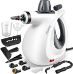 Phueut Pressurized Handheld Multi-Surface Natural Steam Cleaner with 12 pcs Accessories, Multi-Purpose Steamer for Home Use, Steamer for Cleaning Floor, Upholstery, Grout and Car (Grey) by Phueut