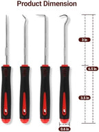4-Piece Hook and Pick Set, Precision Automotive Pick Tool & O Ring Pick Set with Comfort Grip & Anti-Slip Shaft for Oil Seal, Gasket Removal, and Electronic Repair - Image 4