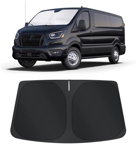 TINGLU Sun Shade for Ford Transit 2015-2024 2025 2026 Accessories Windshield Sun Shade Window Shade UV Rays Protection Sun Visor Cover with Steering Wheel Sunshade Storage Bag by TINGLU