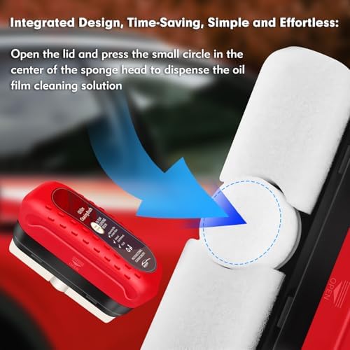 Automotive Oil Film Cleaning Brush, Car Glass Oil Film Cleaner, Anti-Rain Fog Car Glass Cleaner, Car Windshield Cleaner for Improved Clarity and Visibility (1, Red) - Image 3
