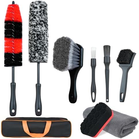 9PCS Car Wheel Detailing Brush Kit Scratch-Free Rim & Tire Cleaner Brushes by BRUSHFAMILY