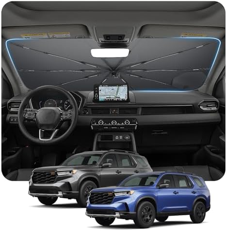 for Car Windshield Sunshade Umbrella 2023-2025 2026 Honda Pilot Custom Fit Windshield Sun Protector Cover 6-Layer Heat-Resistant Fabric, Ultra-Strong Fiberglass Frame (for 2023-2026 Honda Pilot) by BSTW