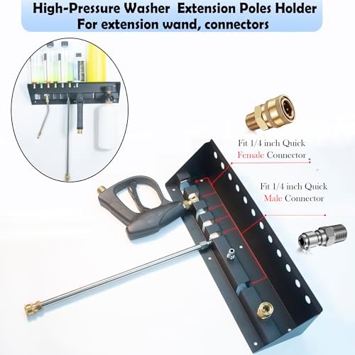 Pressure Washer Gun Holder with Shelf,Foam Cannon Holder for Pressure Washer Wand,Pressure Washers Nozzle Tips,Soap Bottle Holder, pressure washer parts & accessories & attachments Storage Rack - Image 3