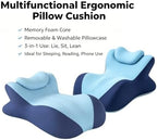 Ergonomic Memory Foam Wedge Pillow for Couples – Intimacy Pillow, Prone Pillow for Sleeping, Breathable Positioning Support for Back Pain Relief, Reading & Massage – Removable Cover (Blue) - Image 3