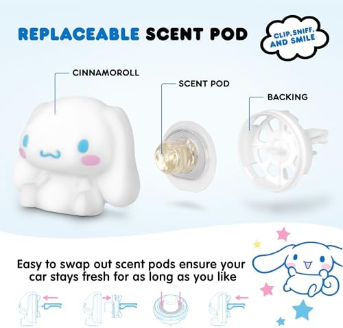 Carbella Hello Kitty Car Air Freshener - Cute and Long-Lasting Cinnamoroll Air Freshener for Car, Easy Clip-On Hello Kitty Car Accessories, Odor Eliminator, Fun Scents, 30 Days Freshness - Image 3