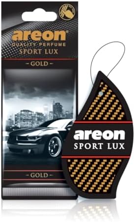AREON Sport Lux GOLD - Hanging Cardboard Air Freshener for Car, Home & Office - Premium Cologne Perfume with Natural Fragrances - Long Lasting, Fresh, Luxurious Scent - Stylish Design by AREON