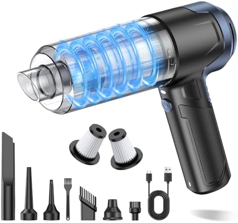 Handheld Car Vacuum Cleaner, 16000PA Hand Held Vacuum Portable Cordless, 2 in 1 Air Duster and Vacuum Cleaner with LED Light, Multi-Nozzles, 120W High Power Mini Vacuum for Home, Pet, Office by Unknown