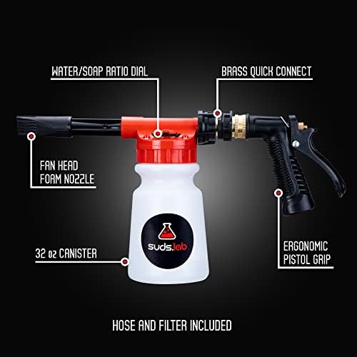 Suds Lab F3 Car Cleaning Foam Gun, Adjustable Foam Nozzle, Garden Hose - Image 5