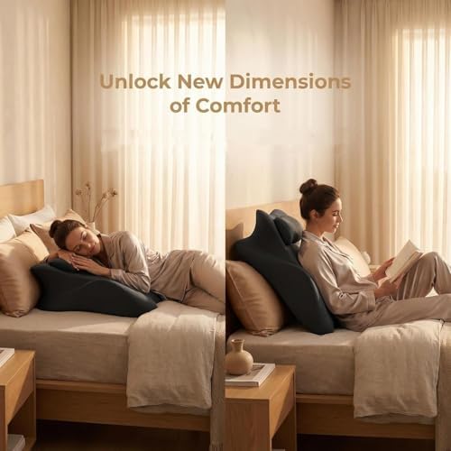 Intimacy Couples Pillow, 27° Ergonomic Memory Foam Wedge Pillow-Reading Reclining Positioning Support,Contoured Waist Neck Back Support Bed Rest-Removable Cover - Image 5