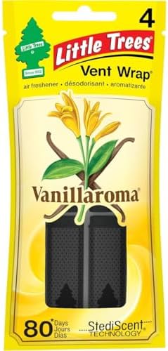 LITTLE TREES Car Air Freshener Vent Wrap Provides Long-Lasting Scent, Invisibly Fresh. Vanillaroma, 16 count, 4-Packs by LITTLETREES