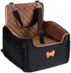 Dog Car Seat for Small Dogs, Dog Booster Seat Filling in Thick Memory Foam with 2 Safety Leashes and Storage Pocket, Suitable for Pet Under 30lb or 2 Puppies (Brown/Black) by Unknown