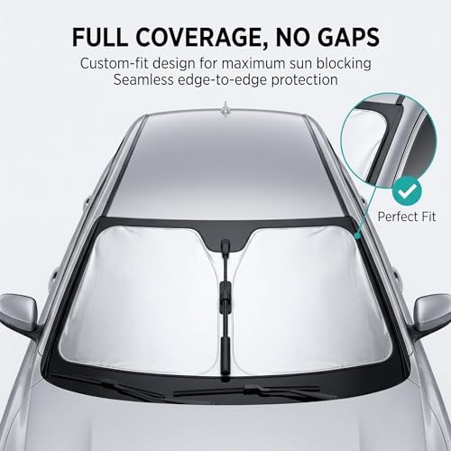 1 PC Foldable Car Windshield Sun Shade, Umbrella-style Retractable Sunshade with Silver Coated Fabric, Universal for Most Cars, Trucks, SUVs (Silver) - Image 6