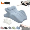 Couples Pillows 27° Position Ergonomic Contoured Support Pillow, NeckPillow, Reading Pillow Multi-Functional Memory Foam Lounger Cushion with Small Pillows Back Support for Couples(Blue,25"x22"x18") by Unknown