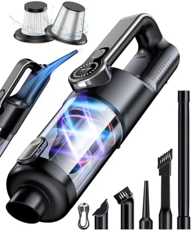 Cordless Handheld Vacuum Cleaner, 2-in-1 Vacuum & Blower, 36000Pa Suction Brushless Motor, Car Vacuum with LED Light, Lightweight, Portable for Car, Home, Office and Outdoor Use, Black by FAOGO