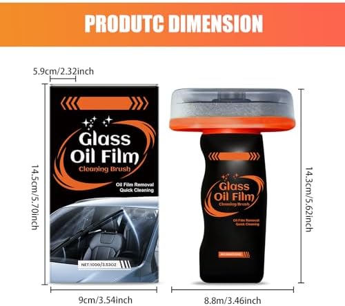 2PC Windshield Cleaner & Glass Oil Film Remover,100ml Car Glass Cleaner with Brush,Removes Oil,Grease & Fog,Wiper Residue, Anti-Fog Glass Emulsion Cleaner for Clear Driving Visibility - Image 2