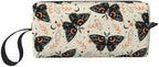 Gothic Witchy Butterfly Makeup Bag for Women | Small Travel Cosmetic Pouch with Zipper, Compact Makeup Organizer Bag for Purse, Toiletries, Skincare & Daily Essentials by OLUSENMO