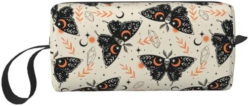 Gothic Witchy Butterfly Makeup Bag for Women | Small Travel Cosmetic Pouch with Zipper, Compact Makeup Organizer Bag for Purse, Toiletries, Skincare & Daily Essentials by OLUSENMO