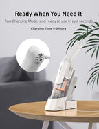 Aspiron Cordless Handheld Vacuum, 24KPA Powerful Car Vacuum, 2-Speed, 2 Charging Methods, Wireless Charger, Ergonomic Handle, Portable Rechargeable Vacuum Cleaner for Car, Home, Ivory - Image 3