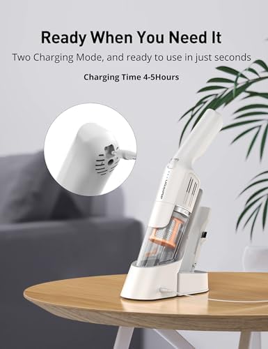 Aspiron Cordless Handheld Vacuum, 24KPA Powerful Car Vacuum, 2-Speed, 2 Charging Methods, Wireless Charger, Ergonomic Handle, Portable Rechargeable Vacuum Cleaner for Car, Home, Ivory - Image 3