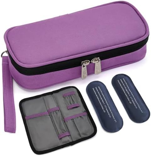 apollo walker Insulin Cooler Travel Case with Ice Packs and Insulation | TSA Approved Includes 2 x 90g ice packs for 9-hour cooling insulin pens & syringes for Diabetics to Carry (Purple) by apollowalker