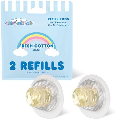 Hello Kitty & Friends Cinnamoroll Car Air Freshener Refills 2-pack - Fresh Cotton Scent - Cute and Long-Lasting Cinnamoroll Car Accessories, Odor Eliminator, Fun Scents, 30 Days Freshness (2 Refills) by Carbella